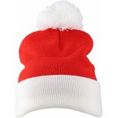 Acryl gebreide kerstmuts Eleni rood