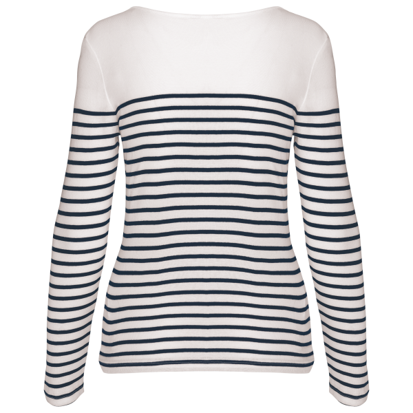 Gestreept dames-T-shirt lange mouwen White / Navy Stripes S Gestreept dames-T-shirt lange mouwen White / Navy Stripes S