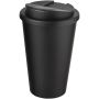 Americano® Eco 350 ml gerecyclede beker met spill-proof deksel - Zwart/Zwart