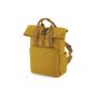 RECYCLED MINI TWIN HANDLE ROLL-TOP LAPTOP BACKPACK, MUSTARD, One size, BAG BASE