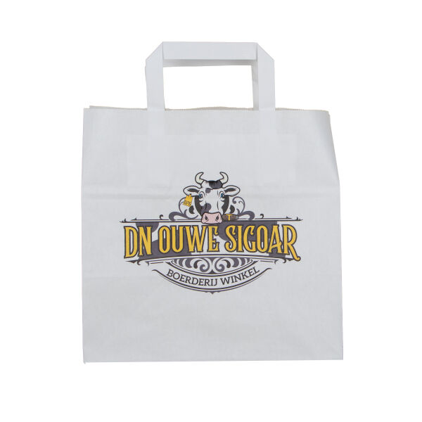 Snacktassen gevouwen handvat wit XL (A3) 32 x 18 x 28 cm