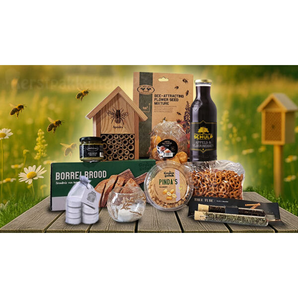 Duurzaam Bee Happy kerstpakket met bijenhotel Duurzaam Bee Happy kerstpakket met bijenhotel