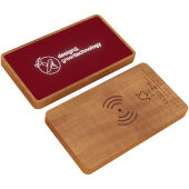 SCX.design P36 5000 mAh draadloze powerbank met oplichtend logo - Middenrood/Hout