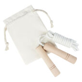 Denise houten springtouw in een katoenen zak - Offwhite/Hout