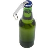 Tao fles- en blikopener van RCS gerecycled aluminium met sleutelhanger - Zilver