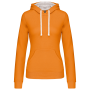 Damessweater met capuchon in contrasterende kleur Orange / White M