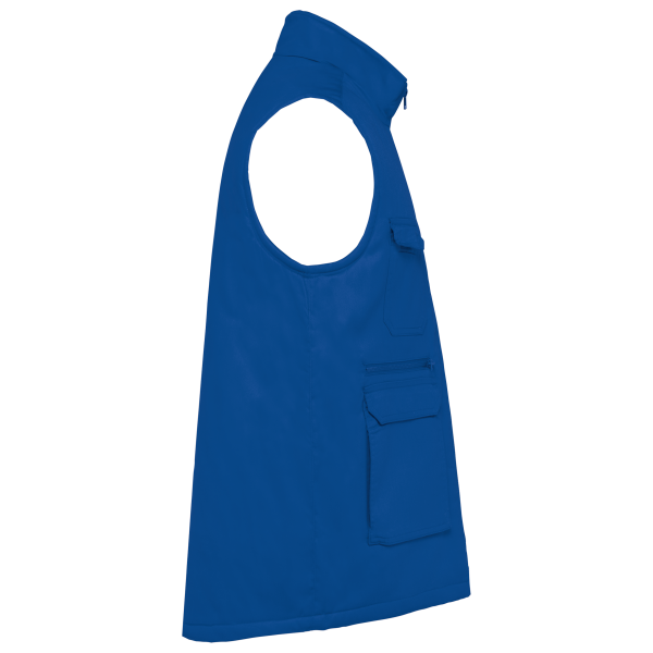 Gewatteerde uniseks bodywarmer van polykatoen multizakken Royal Blue 5XL Gewatteerde uniseks bodywarmer van polykatoen multizakken Royal Blue 5XL