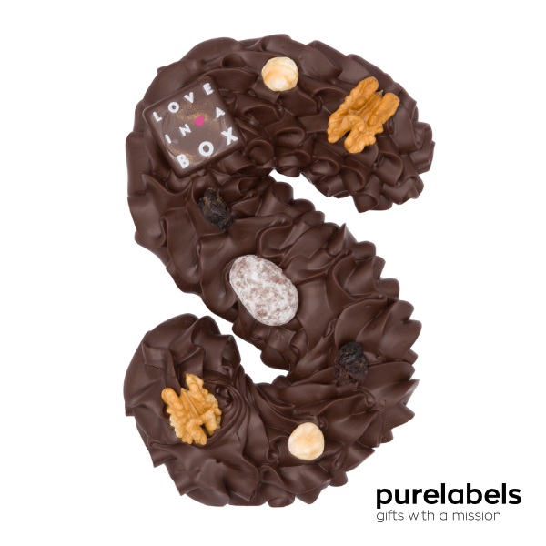 Sinterklaas chocoladeletter luxe | Puur | Handgespoten Box | 200g | Art. 26203