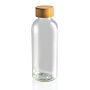 GRS recycled PET fles met bamboe dop, transparant