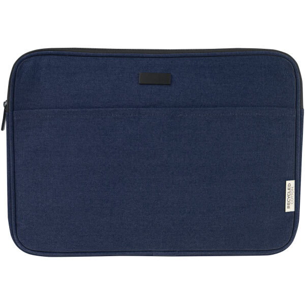 Joey 14 inch GRS gerecyclede canvas laptophoes, 2 l - Marineblauw Joey 14 inch GRS gerecyclede canvas laptophoes, 2 l - Marineblauw