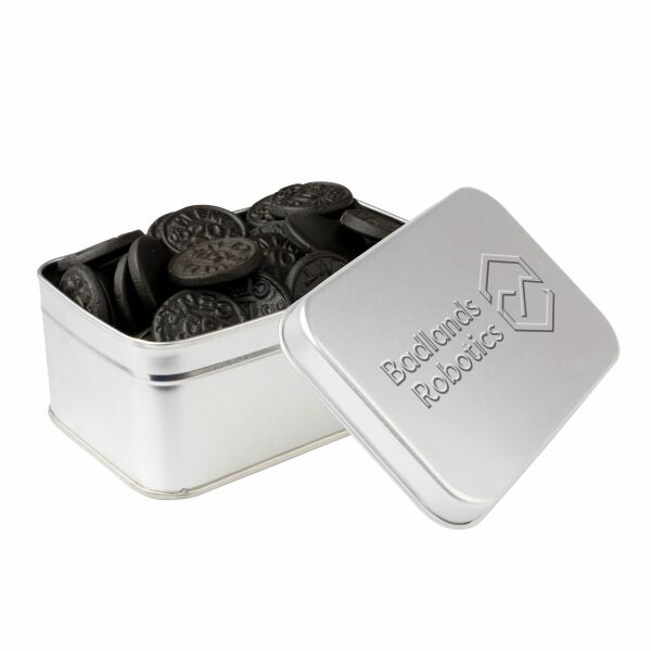 Rechthoekig blik met embossing Zilver Muntdrop Rechthoekig blik met embossing Zilver Muntdrop