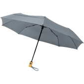 Bo 21” opvouwbare automatische gerecyclede PET paraplu - Grijs