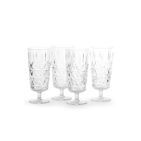 Sagaform Acryl picnic glass high 400ml set of 4 - Transparent