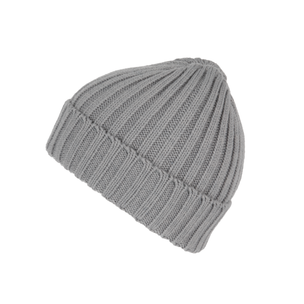 Dubbel geribde muts met omslag Granite Grey One Size Dubbel geribde muts met omslag Granite Grey One Size