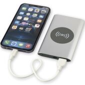 Juice type-C draadloze powerbank van 4000 mAh van gerecycled aluminium - Zilver