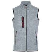 light grey melange/red