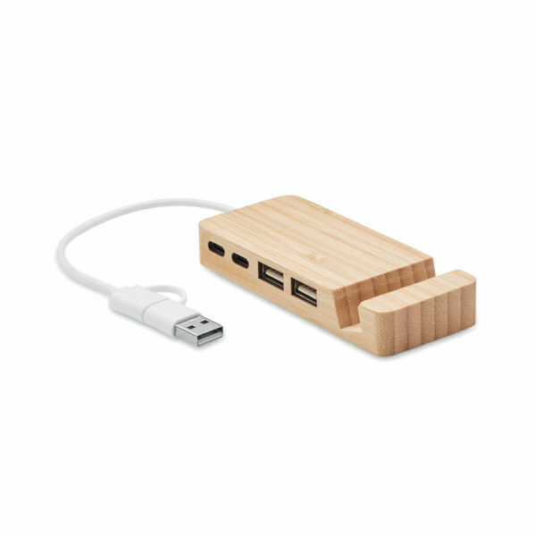HUBSTAND - Bamboe USB hub 4 poorten