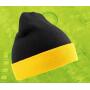 RECYCLED BLACK COMPASS BEANIE, BLACK / YELLOW, One size, RESULT