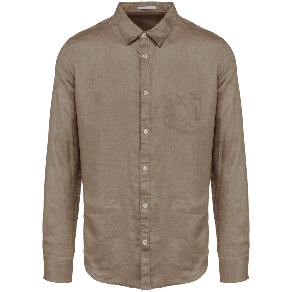 Chemise en lin homme Cream Coffee XS Chemise en lin homme Cream Coffee XS