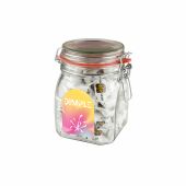 Weckpot 0,9 liter, gevuld met snoep, Transparant, Hollandse Hopjes