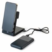 Gerecycled ABS draadloze powerbank Miren zwart