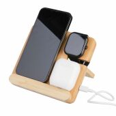 Draadloze oplader Tribu | Bamboe | 3-in-1 - bruin Draadloze oplader Tribu | Bamboe | 3-in-1 - bruin