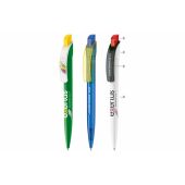Balpen Cube combi - Wit/transparant / Fluor assorti