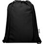 Oregon Blend 140 g/m² GRS recycled drawstring bag 5L - Solid black