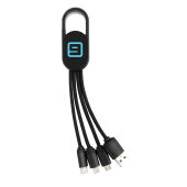 4-in-1 kabel met karabijnhaak, zwart