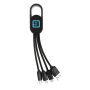 4-in-1 kabel met karabijnhaak, zwart