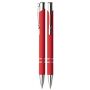 Aluminium balpen Marseille rubberised Rood - Blauwe inkt