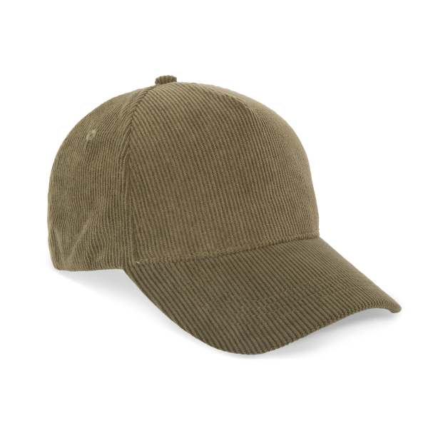 Ribfluwelen pet met 5 panelen Dark Olive One Size Ribfluwelen pet met 5 panelen Dark Olive One Size