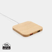 Bamboe 10W draadloze oplader met USB, bruin