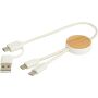 Chechia 5-in-1 30 cm datasynchronisatie- en 27 W snellaadkabel van gerecycled plastic met bamboe details - Wit