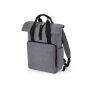 RECYCLED TWIN HANDLE ROLL-TOP LAPTOP BACKPACK, GREY MARL, One size, BAG BASE