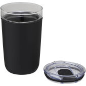 Bello 420 ml glazen beker met buitenwand van gerecycled plastic - Zwart