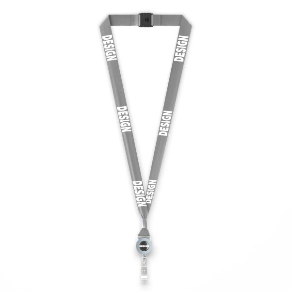 Gerecycled Polyester (rPET) sublimatie lanyard met badge reel met metalen krimp Gerecycled Polyester (rPET) sublimatie lanyard met badge reel met metalen krimp