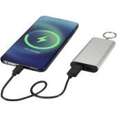 Arcturus powerbank van 2000 mAh van gerecycled aluminium met sleutelhanger - Zilver