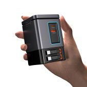 Urban Vitamin Sacramento 105W GaN lader, uittrekbare kabels, grijs, zwart