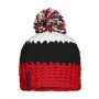 Crocheted Cap with Pompon red/black/white