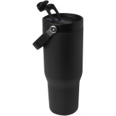 Bronx 900 ml RCS gecertificeerde, vacuüm geïsoleerde beker van gerecycled roestvrij staal en koper met deksel met dubbele fun - Zwart