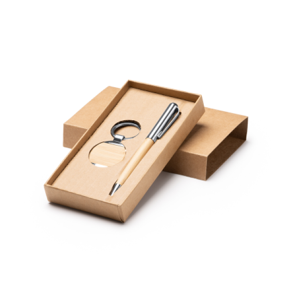 PAULOV Set balpen en sleutelhanger uit bamboe in geschenkdoos PAULOV Set balpen en sleutelhanger uit bamboe in geschenkdoos