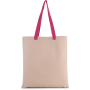 Platte shopper van canvas met contrasterend hengsel Natural / Magenta One Size Platte shopper van canvas met contrasterend hengsel Natural / Magenta One Size