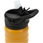 Knox 350 ml RCS gerecyclede dubbelwandige roestvrijstalen sportfles met uitklapbaar rietje - Geel