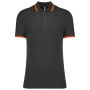 Herenpolo met korte mouwen en contrasterende bies Dark Grey / Orange S