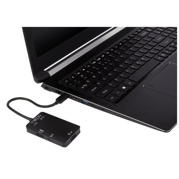 ADAPT aluminium Type-C multimedia-adapter (USB-A/Type-C/HDMI) - Zwart