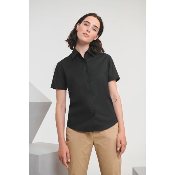 Ladies Short Sleeve Easy Care Oxford Shirt Black 3XL Ladies Short Sleeve Easy Care Oxford Shirt Black 3XL