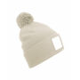 Appliqué Patch Pom Beanie oatmeal/white one size