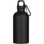 Oregon 400 ml matte RCS recycled single wall stainless steel water bottle with carabiner - Solid black