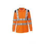 fluorescent orange/navy blue